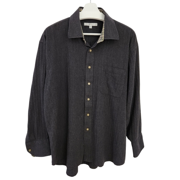 GEOFFREY BEENE men's button down long sleeve shirt gray 100% cotton XL - Picture 2 of 12